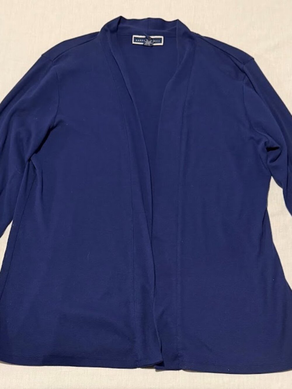 Karen Scott Navy Blue Open-Front Long-Sleeve Cardigan